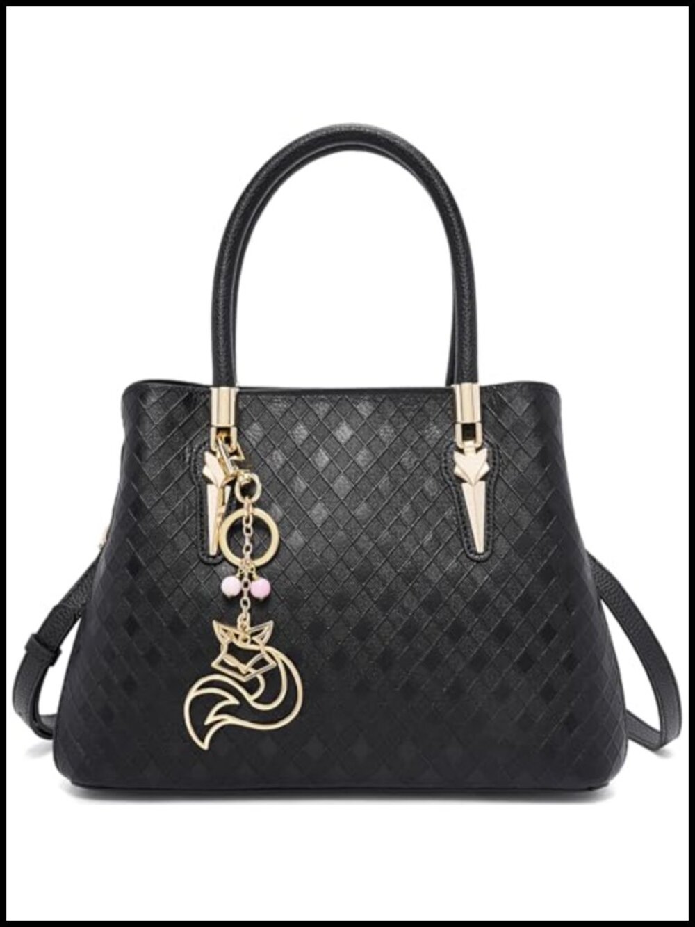 Women's Genuine Leather Top Handle Satchel Purse, Structured Tote with Gold-